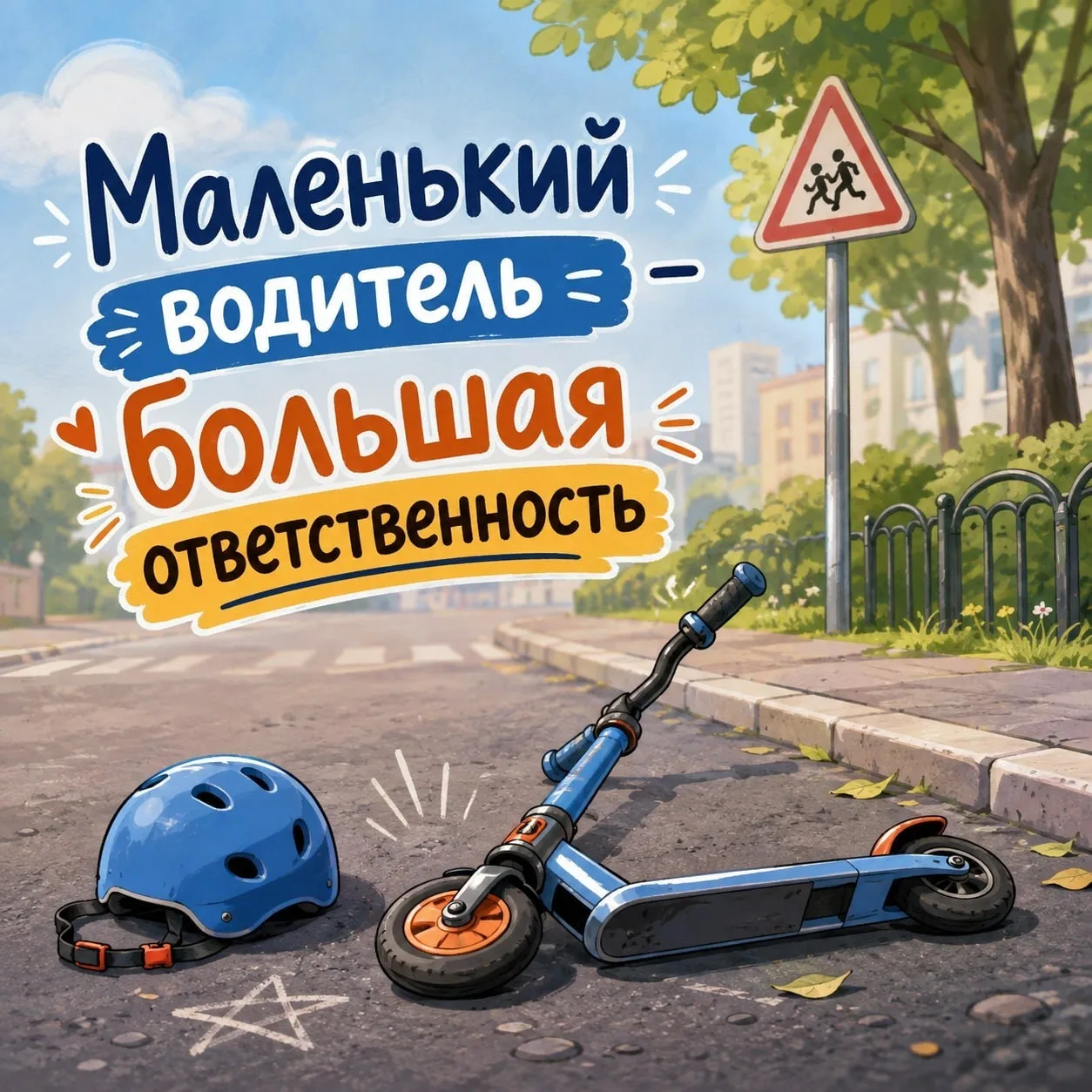 👨‍👩‍👧‍👦 Безопасная прогулка ребенка на самокате начинается с внимания взрослых
