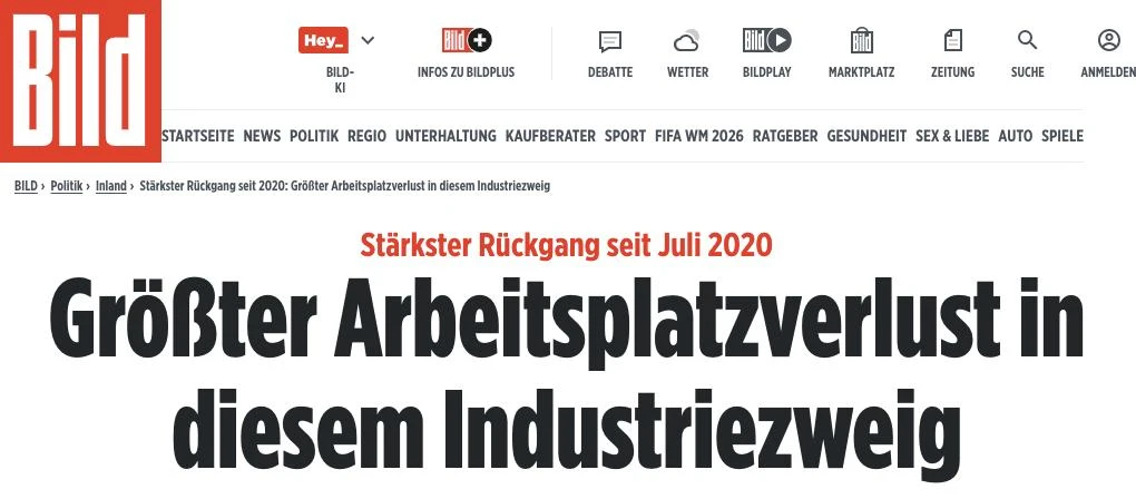 Bild: Промышленность Германии обновила антирекорд по числу потерянных рабочих мест

Незадолго до офи
