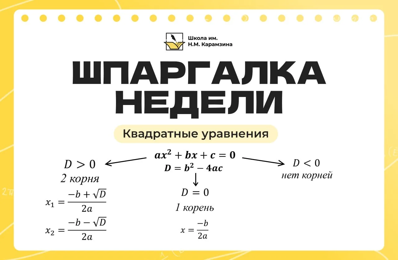 🧮 Шпаргалка недели  На информационном стенде на первом этаже школы каждую неделю будут размещены пол