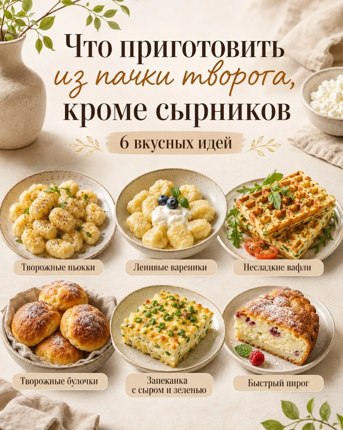 Что приготовить из пачки творога, кроме привычных сырников? 🤍