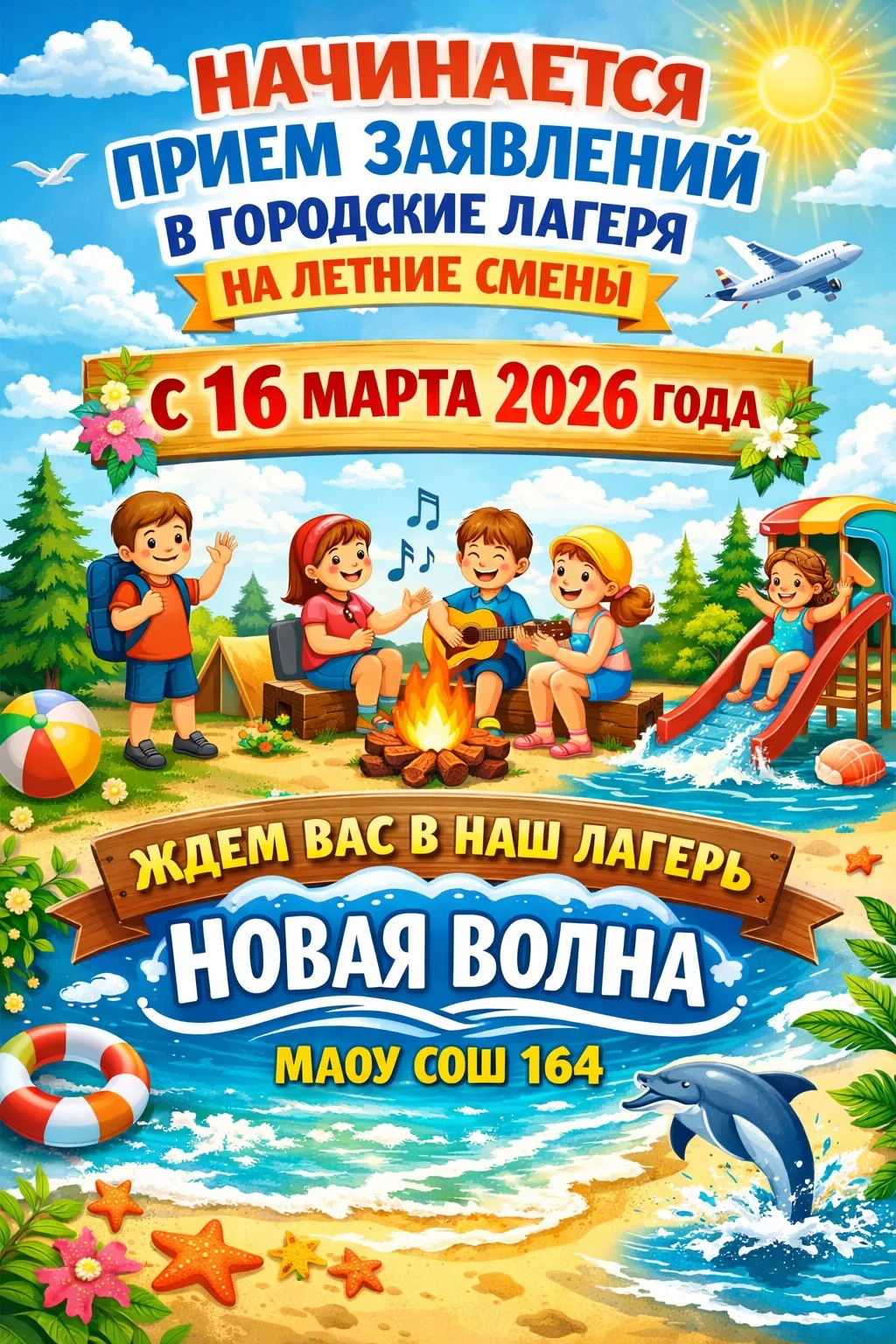 🎉Родители, внимание! 🎉  🗓️ Прием заявлений в городские лагеря на лето 2026 начинается 16 марта!    📍