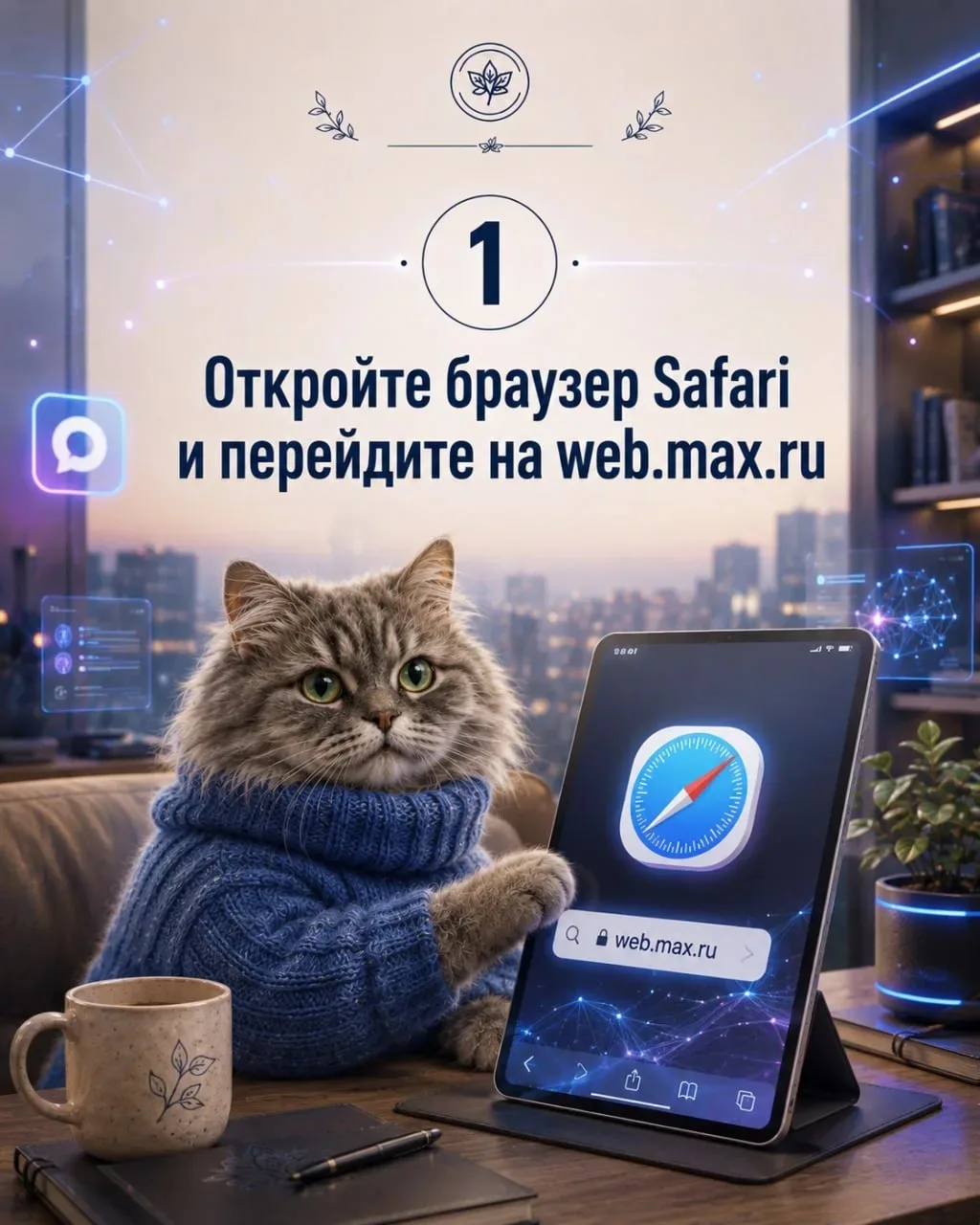 📱 Как получать уведомления в MAX на iOS

1. Откройте браузер Safari и перейдите на web.max.ru

2. Н