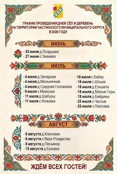 Уважаемые жители и гости Частинского округа!