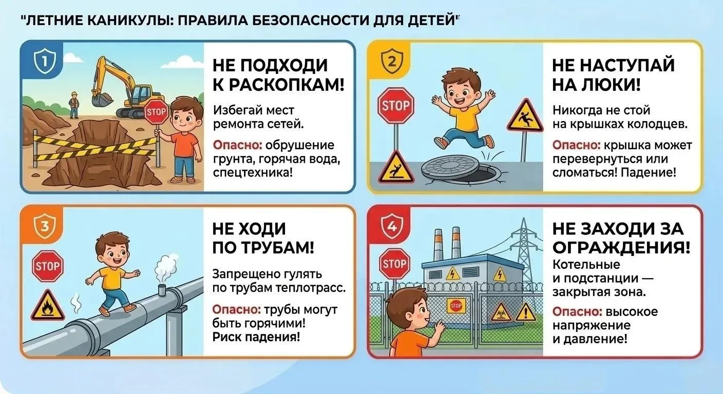 ⚠️ Летние каникулы: о чем важно предупредить детей ради их безопасности? ⚠️

Лето — время долгих про