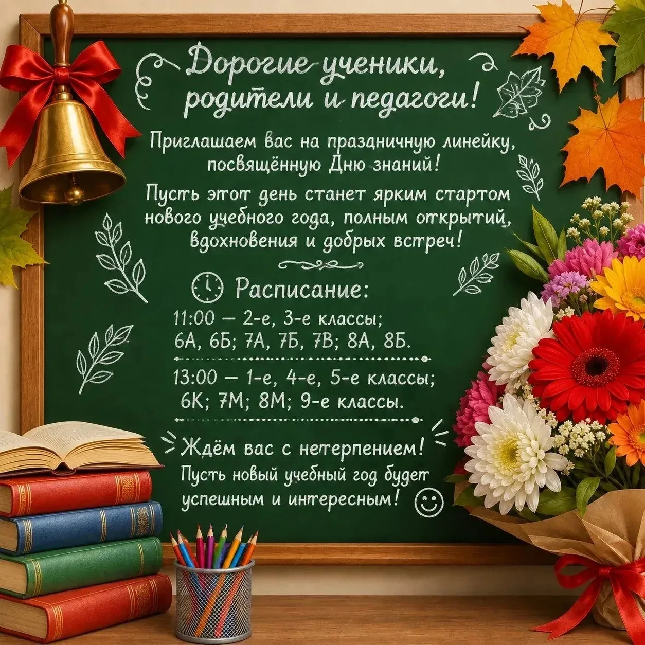 Поздравляем всех с началом нового учебного года и 1 сентября ждем вас на торжественной ...