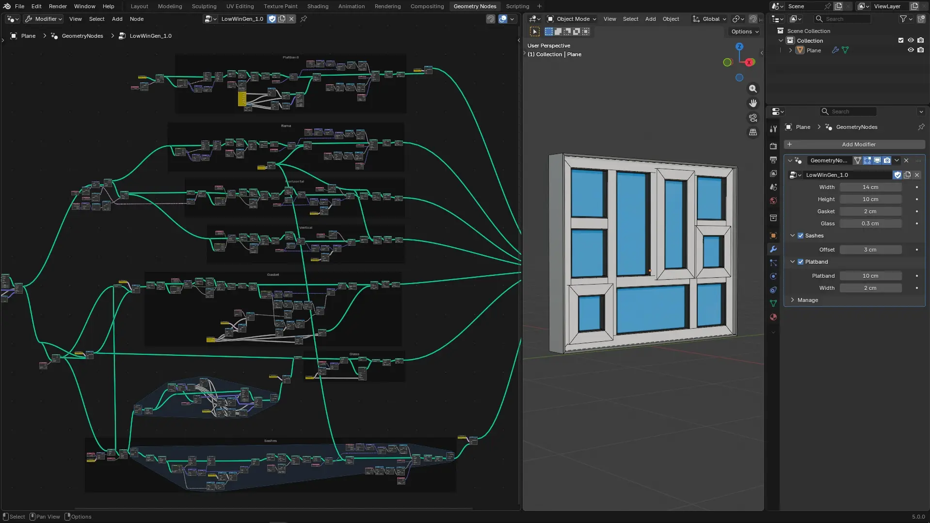 Попросили собрать процедурный генератор Low-poly окон для нужд визуализации (для дальних планов). Ну