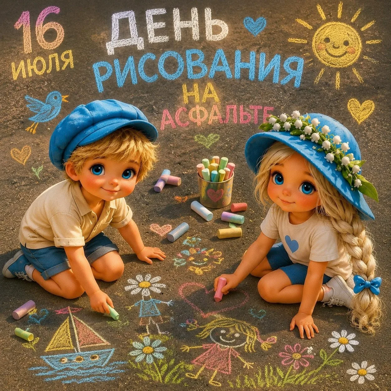 Доброе утро, друзья! ☀️
Сегодня особенный день — День рисования на асфальте. Дождь наконец-то законч