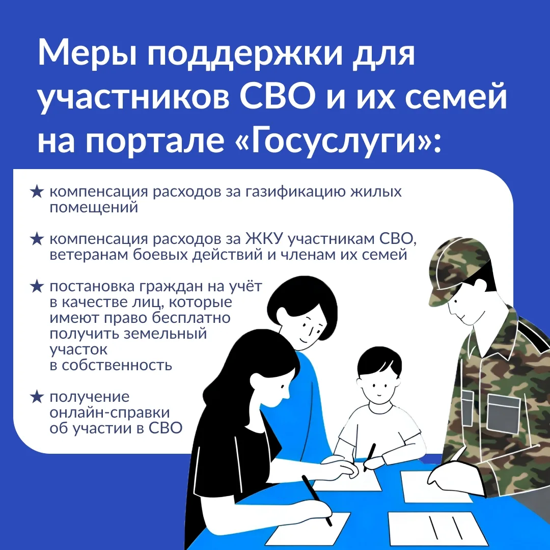 Участники СВО и их семьи могут воспользоваться мерами поддержки на «Госуслугах»