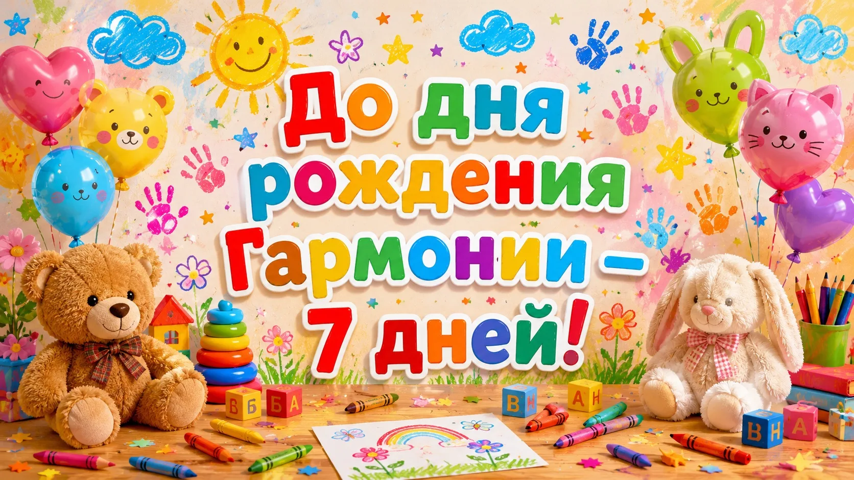 🌸🕊️ Одна неделя до дня, когда мир стал ещё гармоничнее! 
7 дней — и нашей Гармонии исполнится на г