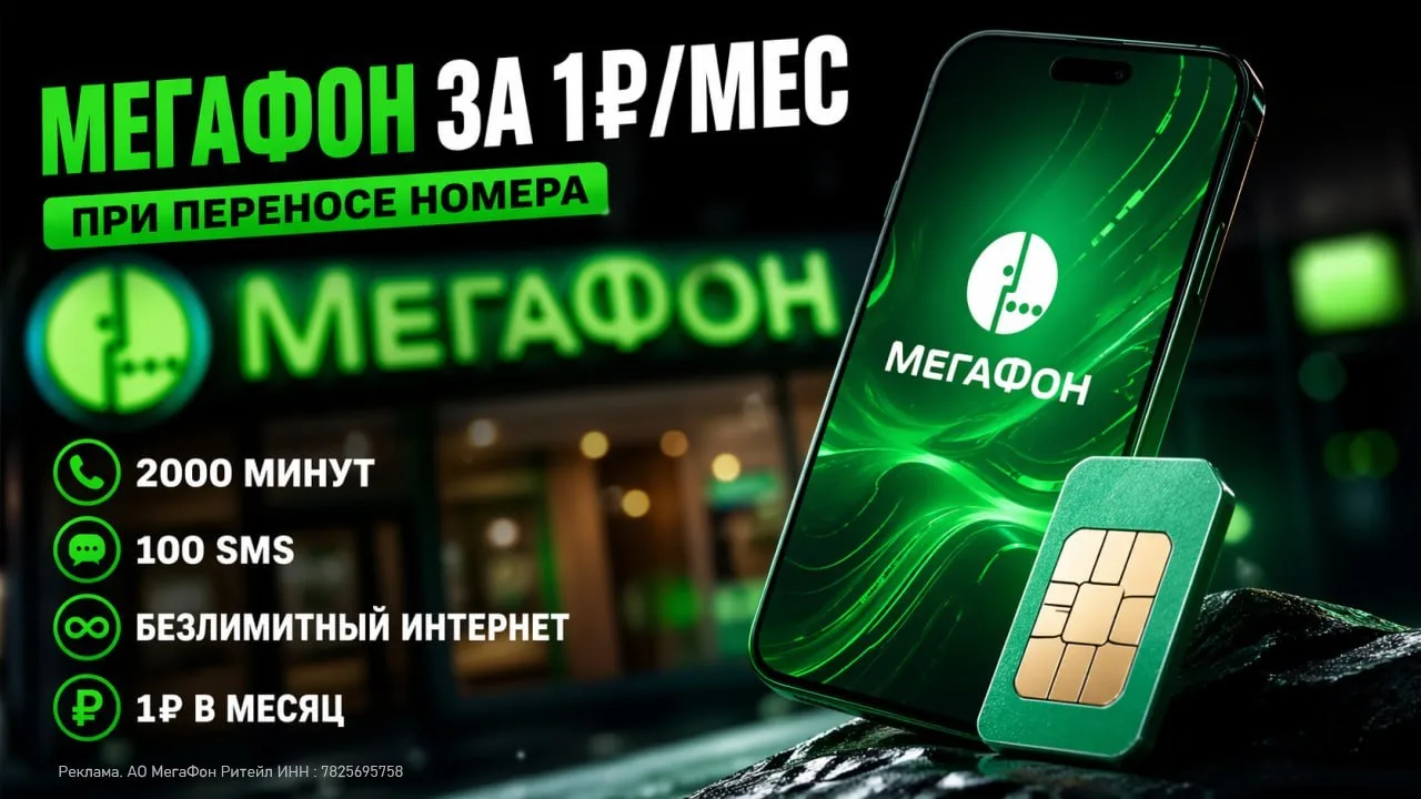 📞 Мегафон продлил акцию с тарифом за 1₽  ⚡️ Срок завершения предложения снова продлили – по 28.05.26
