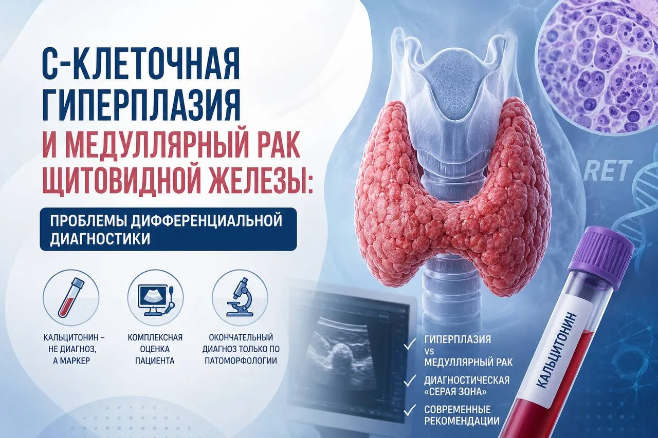 кальцитонин помогают выявить пациентов с высоким риском МРЩЖ, но не позволяют отличить С-клеточную г