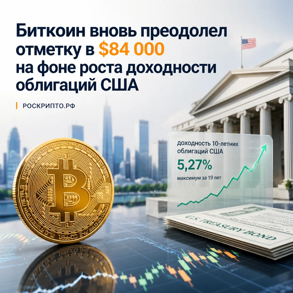 📊 Биткоин вновь преодолел отметку в $84 000 на фоне роста доходности облигаций США