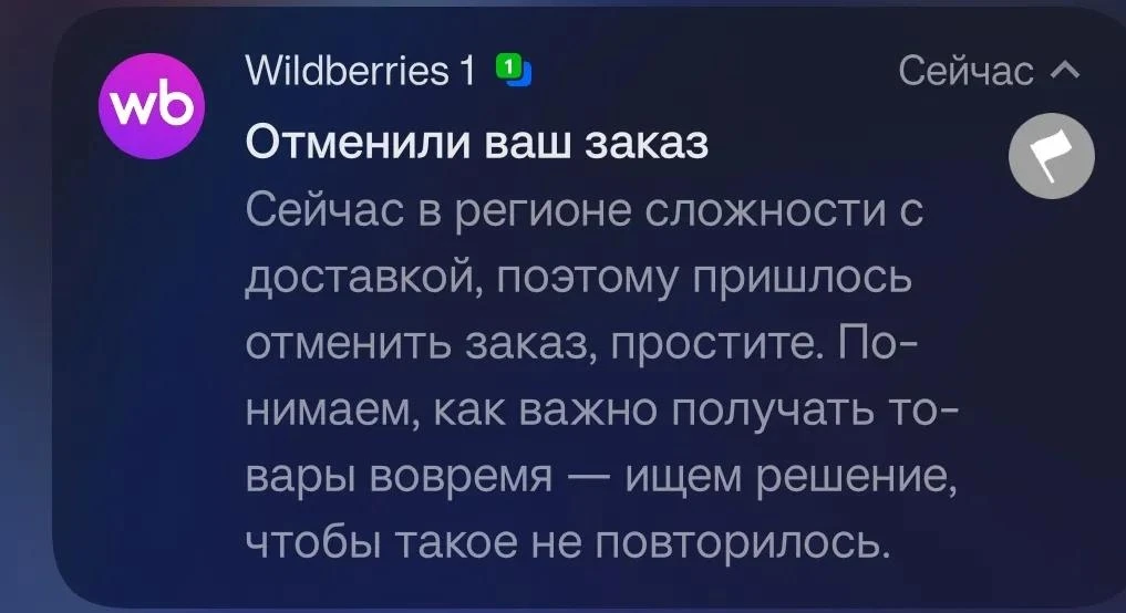 Wildberries начал отменять заказы в России.