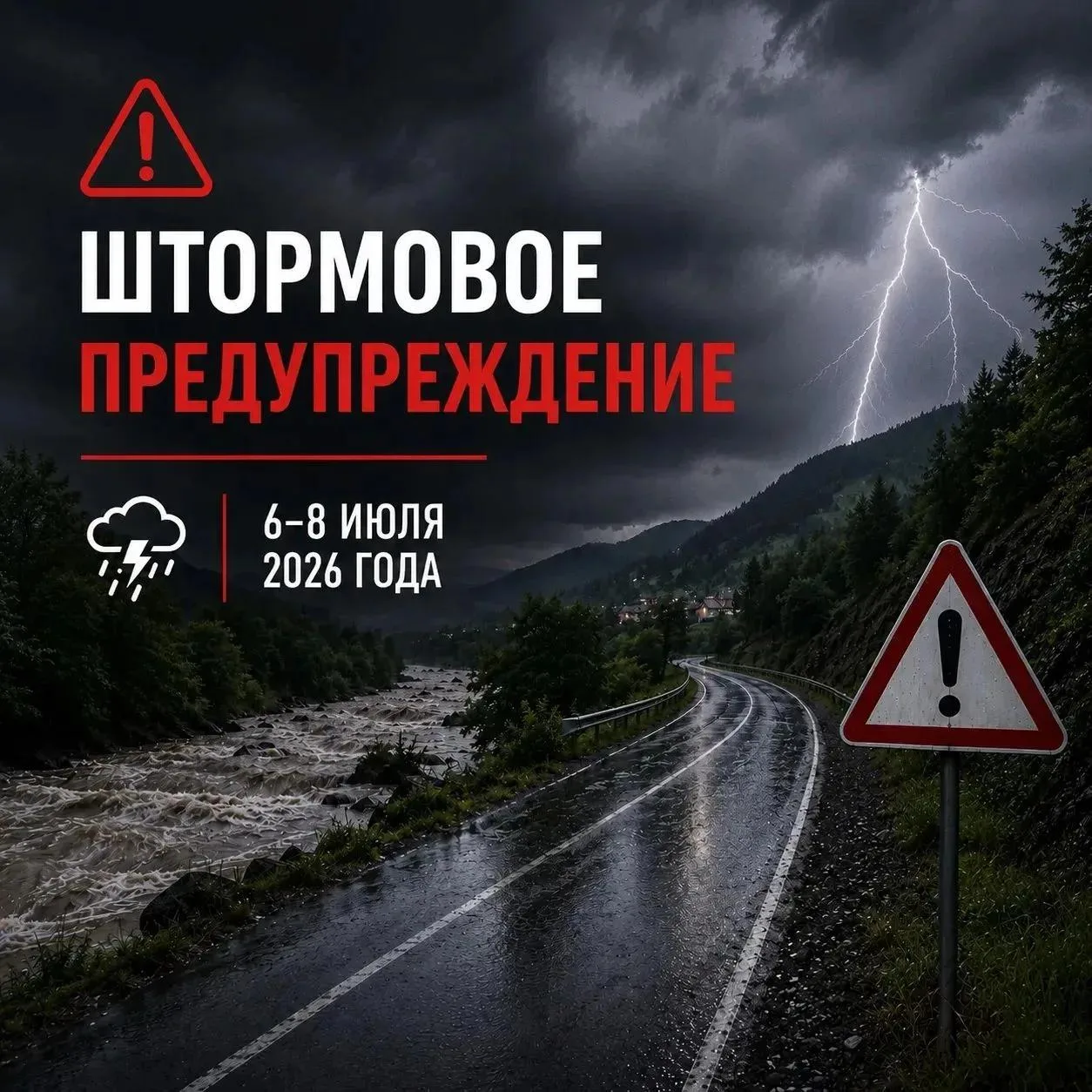⚠️ ШТОРМОВОЕ ПРЕДУПРЕЖДЕНИЕ

По данным Гидрометцентра Карачаево-Черкесской Республики, до конца суто