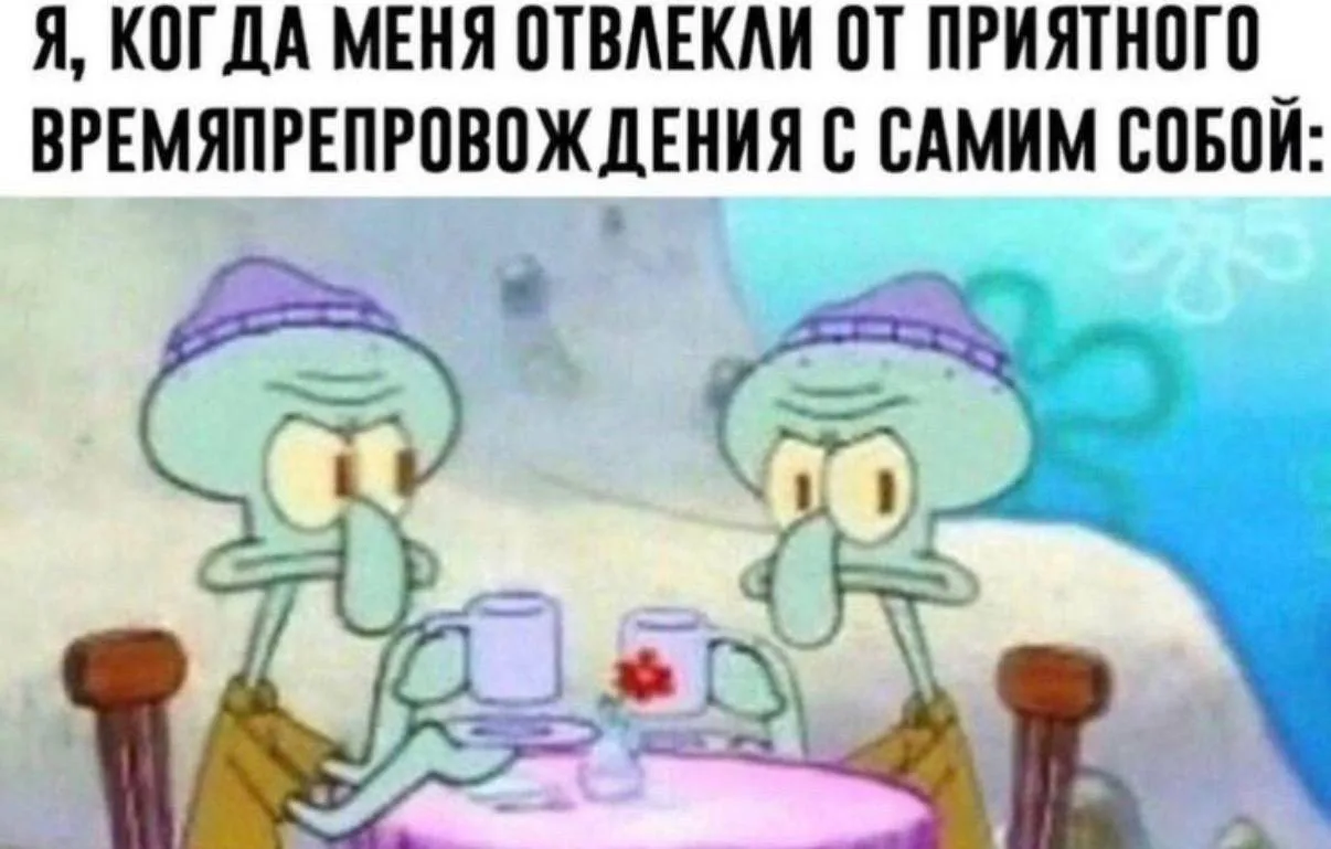 Я, когда меня отвлекли от приятного времяпрепровождения с самим собой: 😁