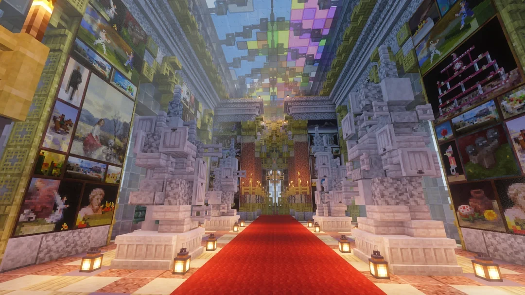 Интерьер дворца в Minecraft: уникальные полы, потолки, люстры и мебель для каждого крыл...