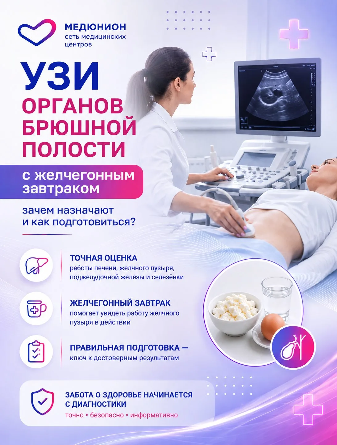 🩺 УЗИ органов брюшной полости с желчегонным завтраком: зачем назначают и как подготови...