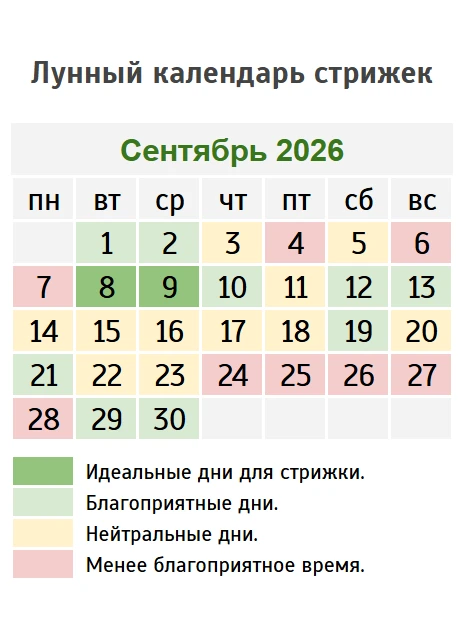 💇‍♀️ Стрижки на Сентябрь 2026 г.