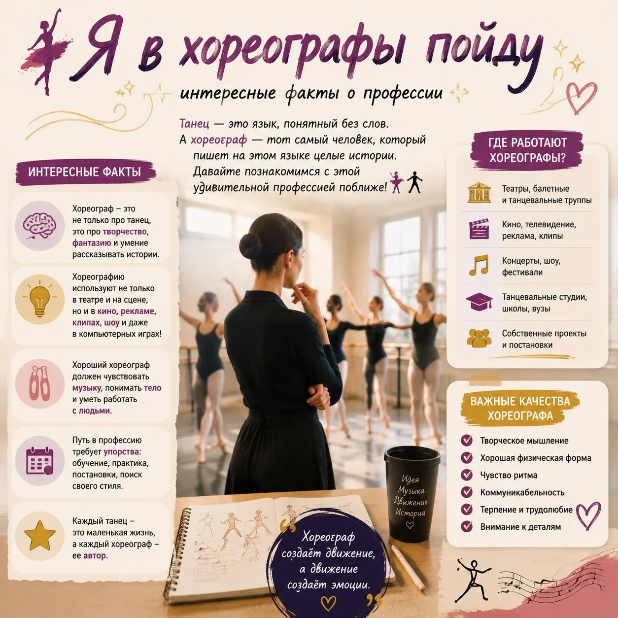 💃«Я в хореографы пойду» — интересные факты о профессии✨️

🔮Танец — это язык, понятный без слов. А 