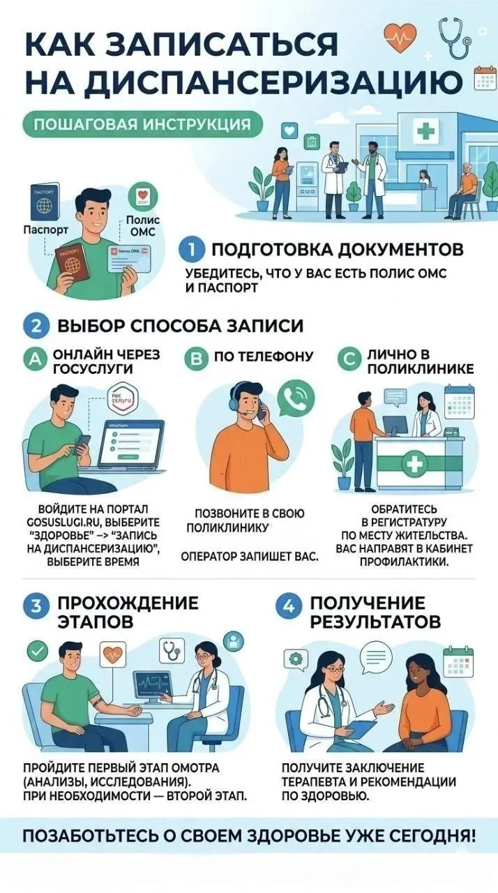 ❓Как записаться на диспансеризацию?