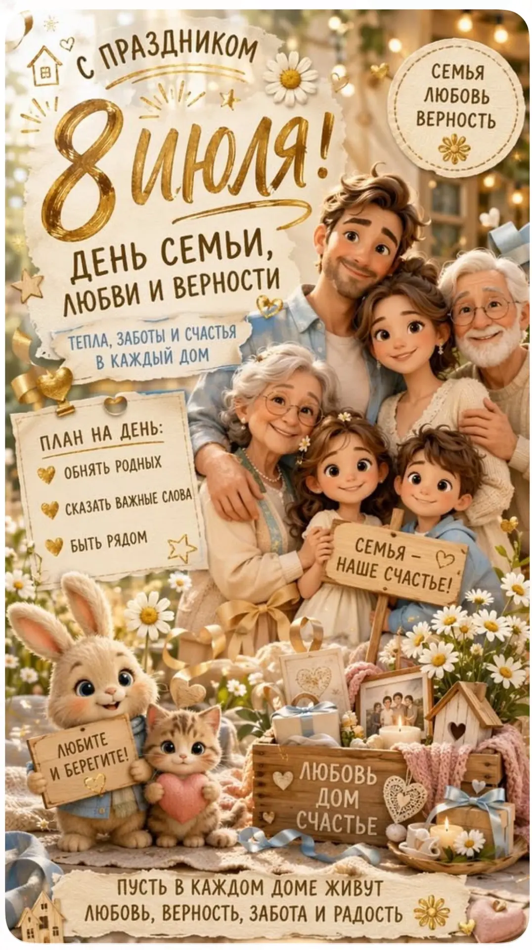 🎉 С Днём семьи, любви и верности! 🎉

От всей души поздравляем вас с этим тёплым и светлым праздник