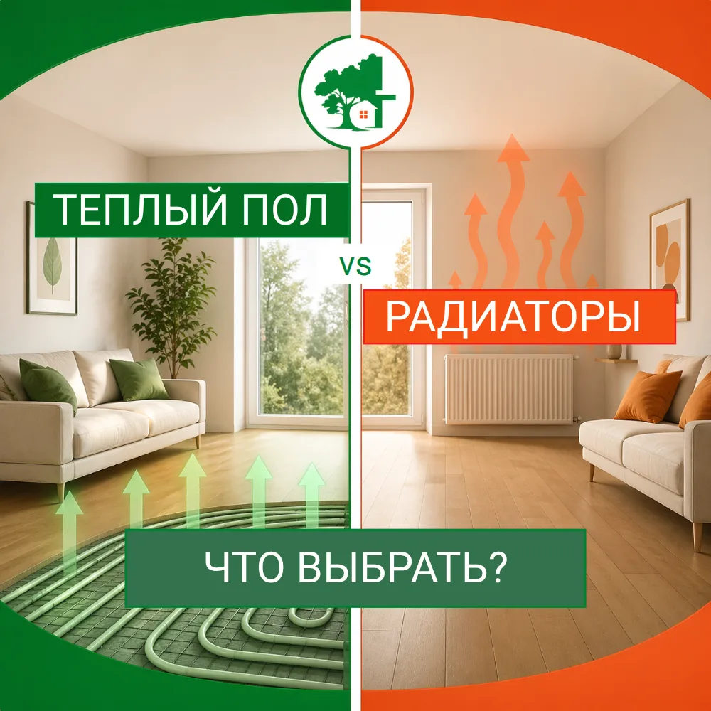 Теплый пол vs радиаторы: что выбрать?

Когда мы говорим об отоплении в каркасном доме, заказчики обы