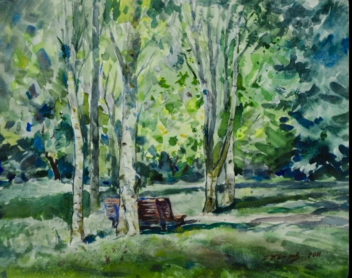 Петров Г.П. (1927-2014) Комсомольский парк. 2001. Бум., акв.