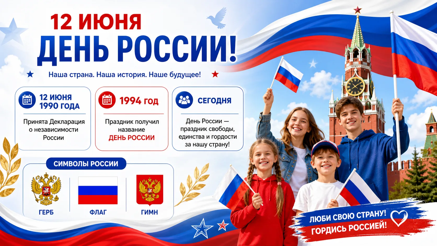 🇷🇺 Россия отмечает главный государственный праздник — День России!