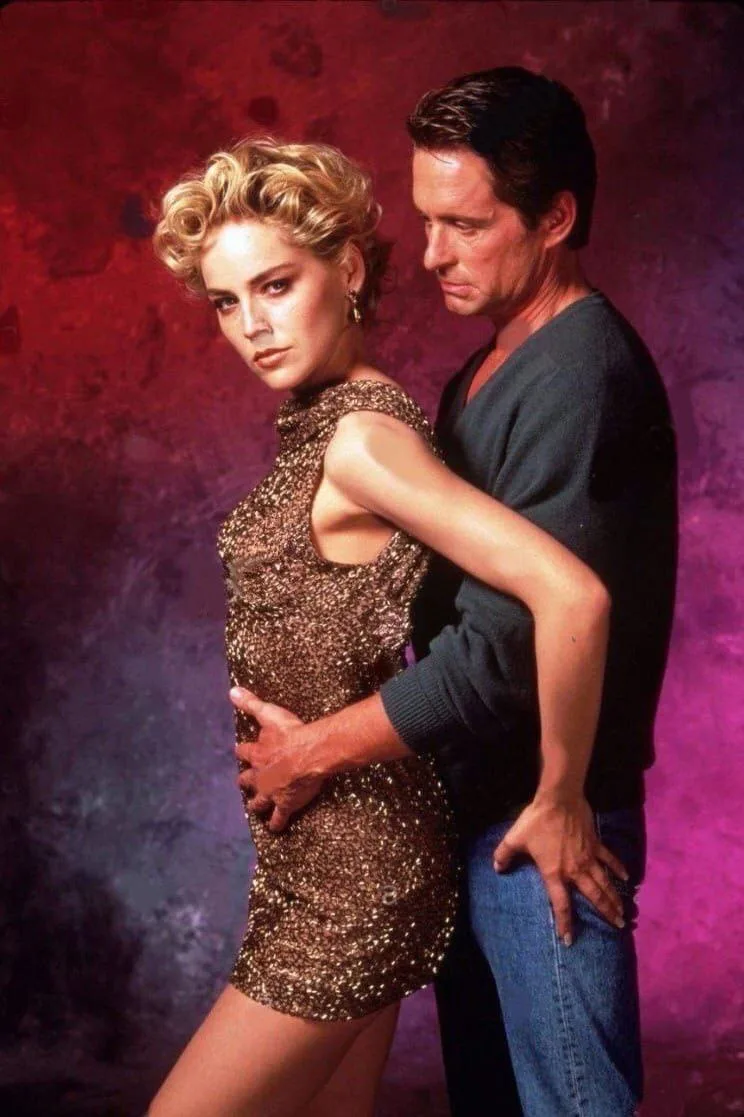 Шэрон Стоун и Майкл Дуглас для промо к фильму "Основной инстинкт", 1992 год.