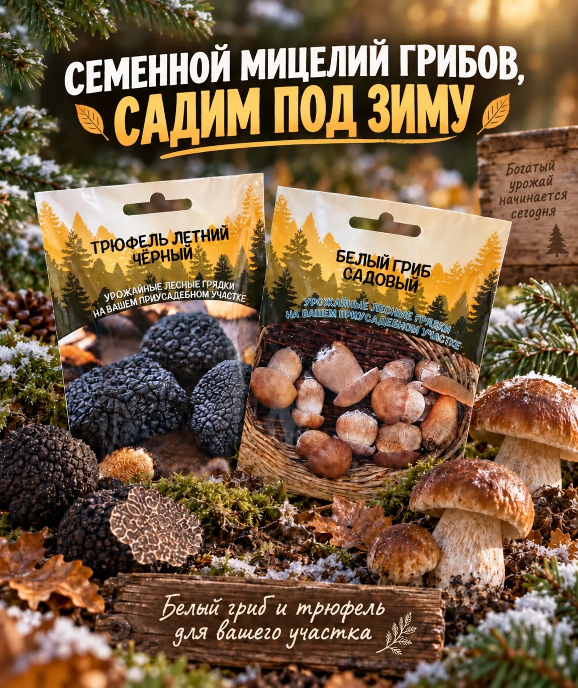 🍄 ВЫСАЖИВАЕМ МИЦЕЛИЙ ГРИБОВ ПОД ЗИМУ НА СЕВЕРЕ — БЕЛЫЙ ГРИБ И ДАЖЕ ТРЮФЕЛЬ У СЕБЯ НА У...