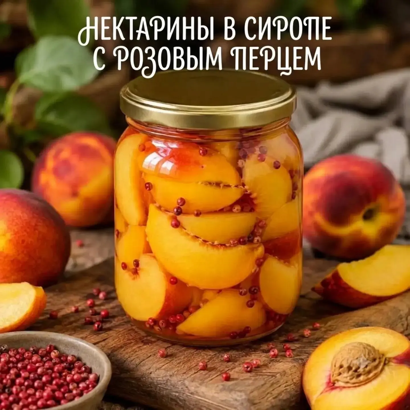 🍑 Нектарины в сиропе с розовым перцем