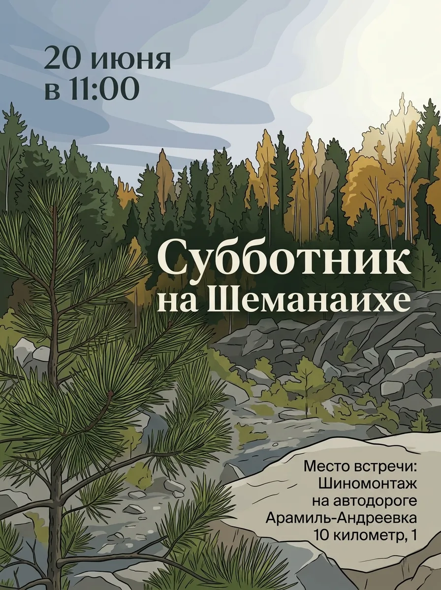 🌿 Присоединяйтесь к нашему Субботнику на горе Шеманаиха! 🌄

Дорогие друзья! 

20 июня в 11:00 мы с