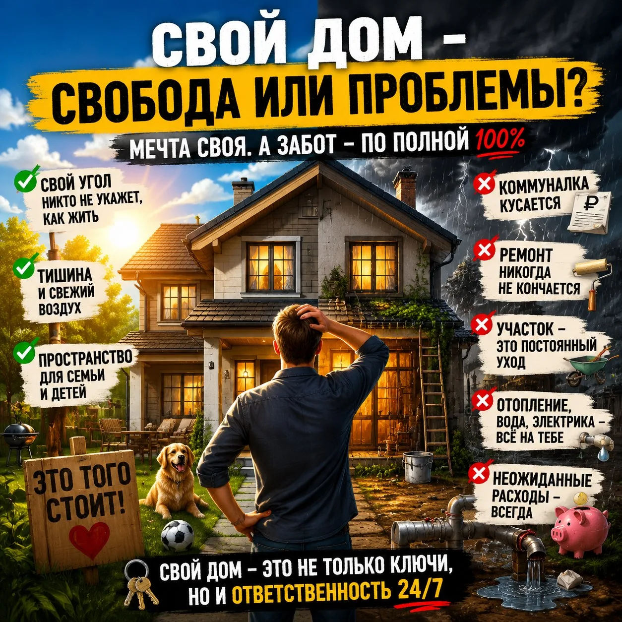 Минусы "Своего" дома за городом  о которых не рассказывают.