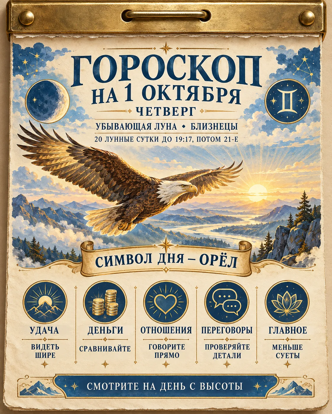 🌙 ГОРОСКОП НА СЕГОДНЯ — 1 ОКТЯБРЯ