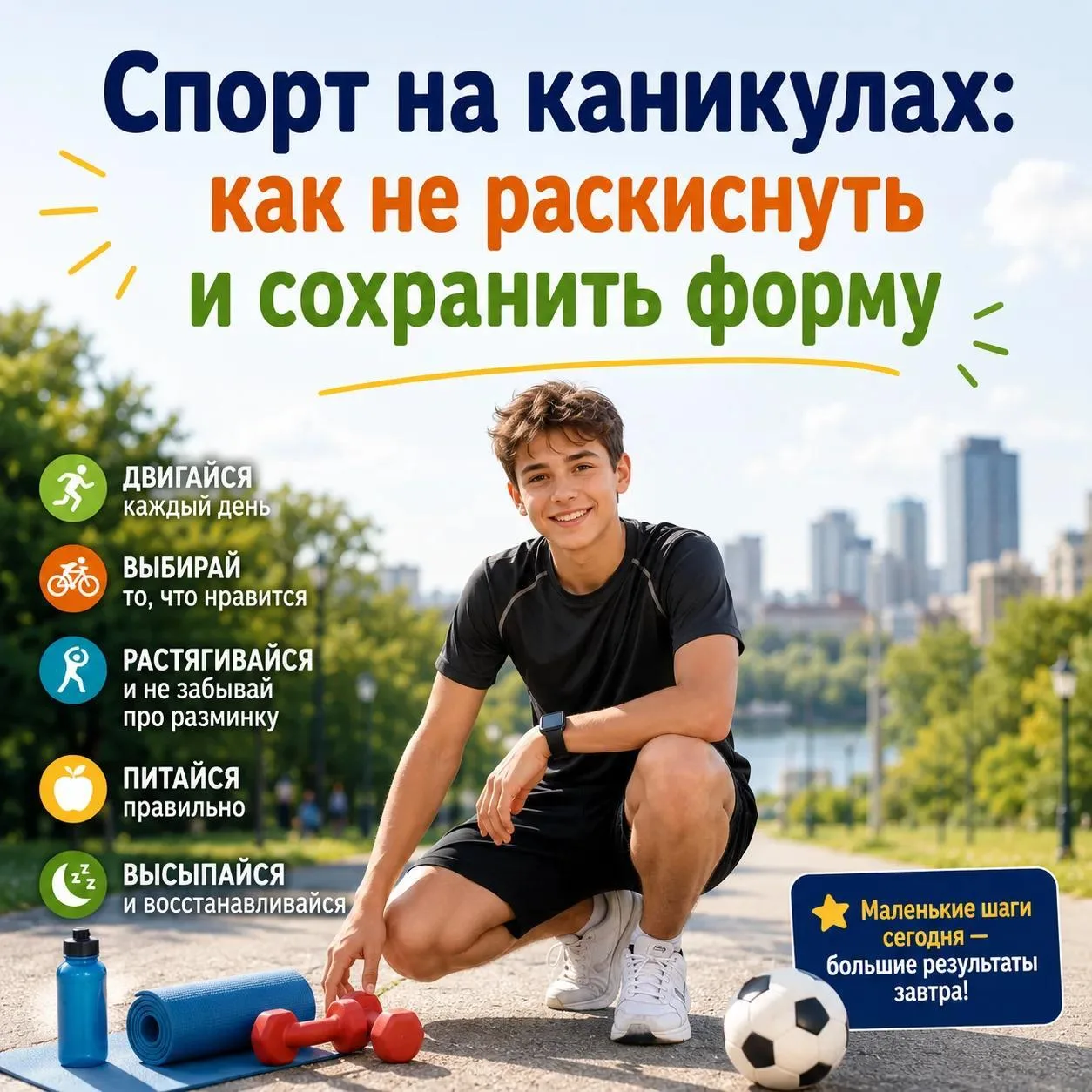 🤸‍♀️Спорт на каникулах: как не раскиснуть и сохранить форму

Три месяца без физкультуры — мышцы тер
