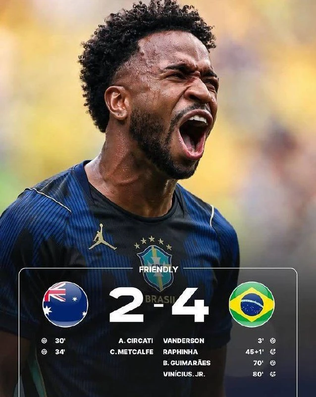 ✅🇧🇷 Бразилия на этот раз обыгрывает Австралию, но теряет Рафинью из-за травмы