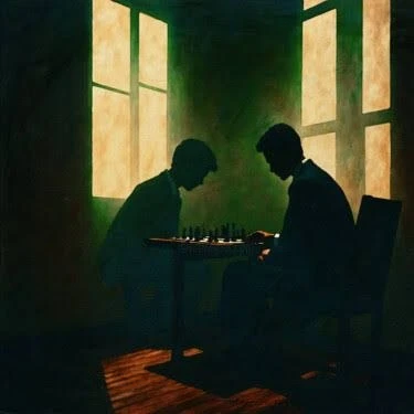 🎨 Шахматы в искусстве 

Картина бельгийского художника Яна Кетелеера «Игра в шахматы с собственной 