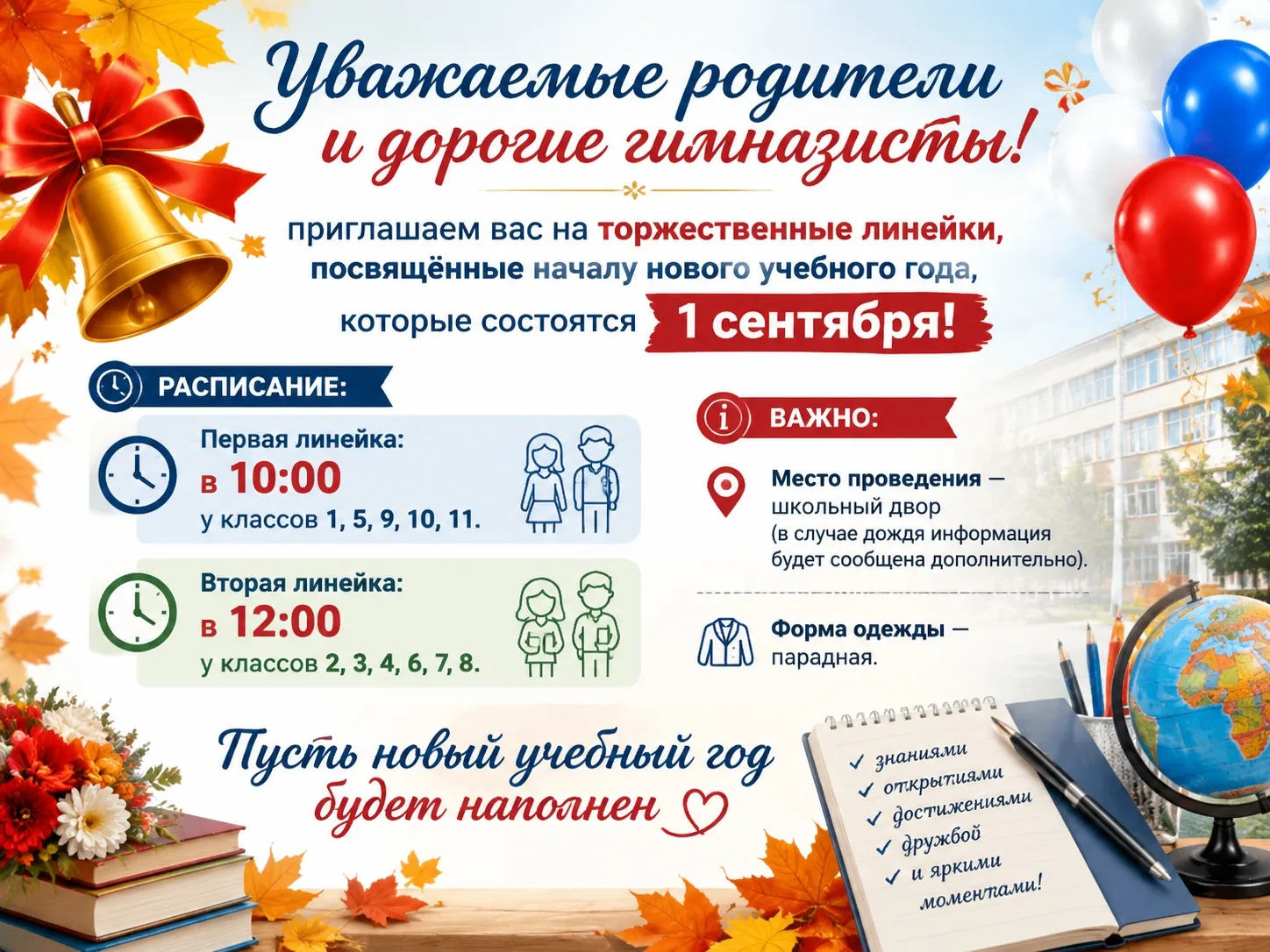 👋 Уважаемые родители и дорогие гимназисты!