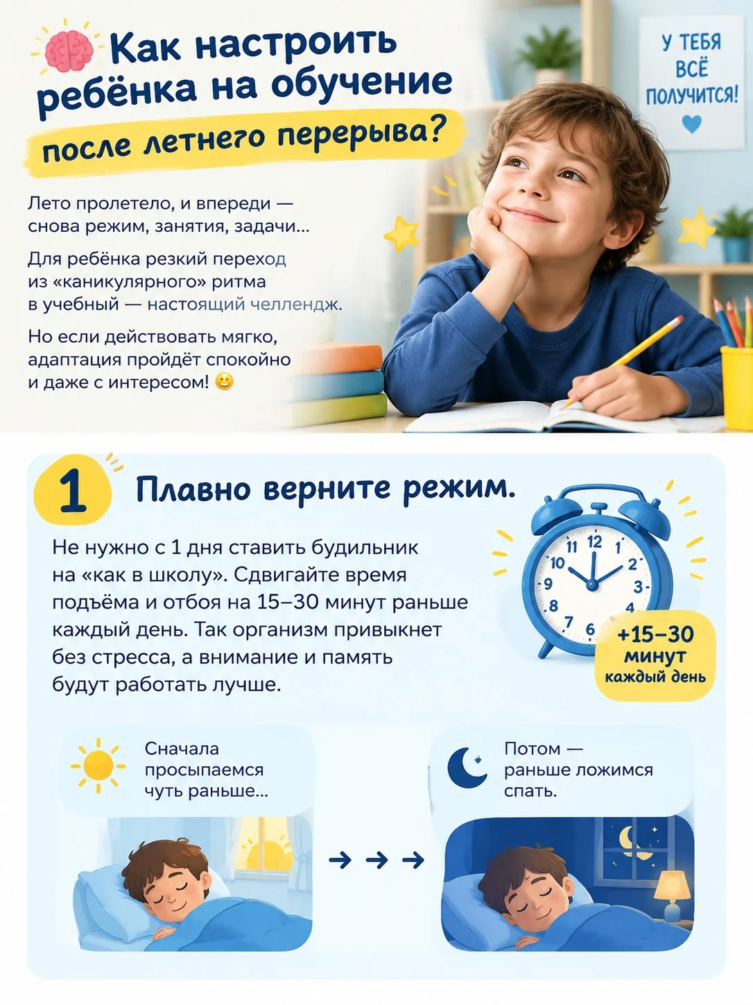 🧠 Как настроить ребёнка на обучение после летнего перерыва?