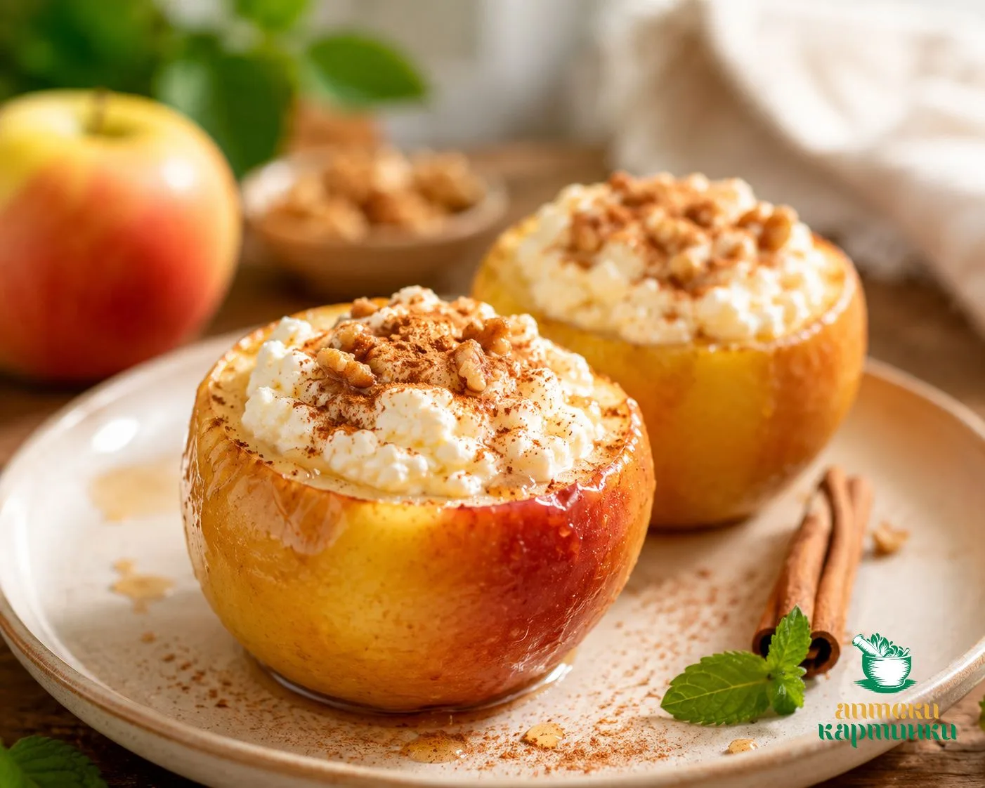 🍎 Запечённые яблоки с творогом и корицей