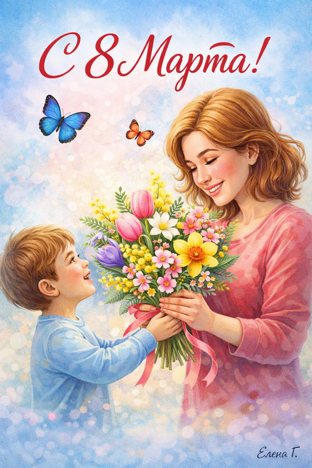🌷 Дорогие друзья! 🌷  К 8 Марта я подготовила для вас серию  открыток — нежные, яркие и душевные  Каж