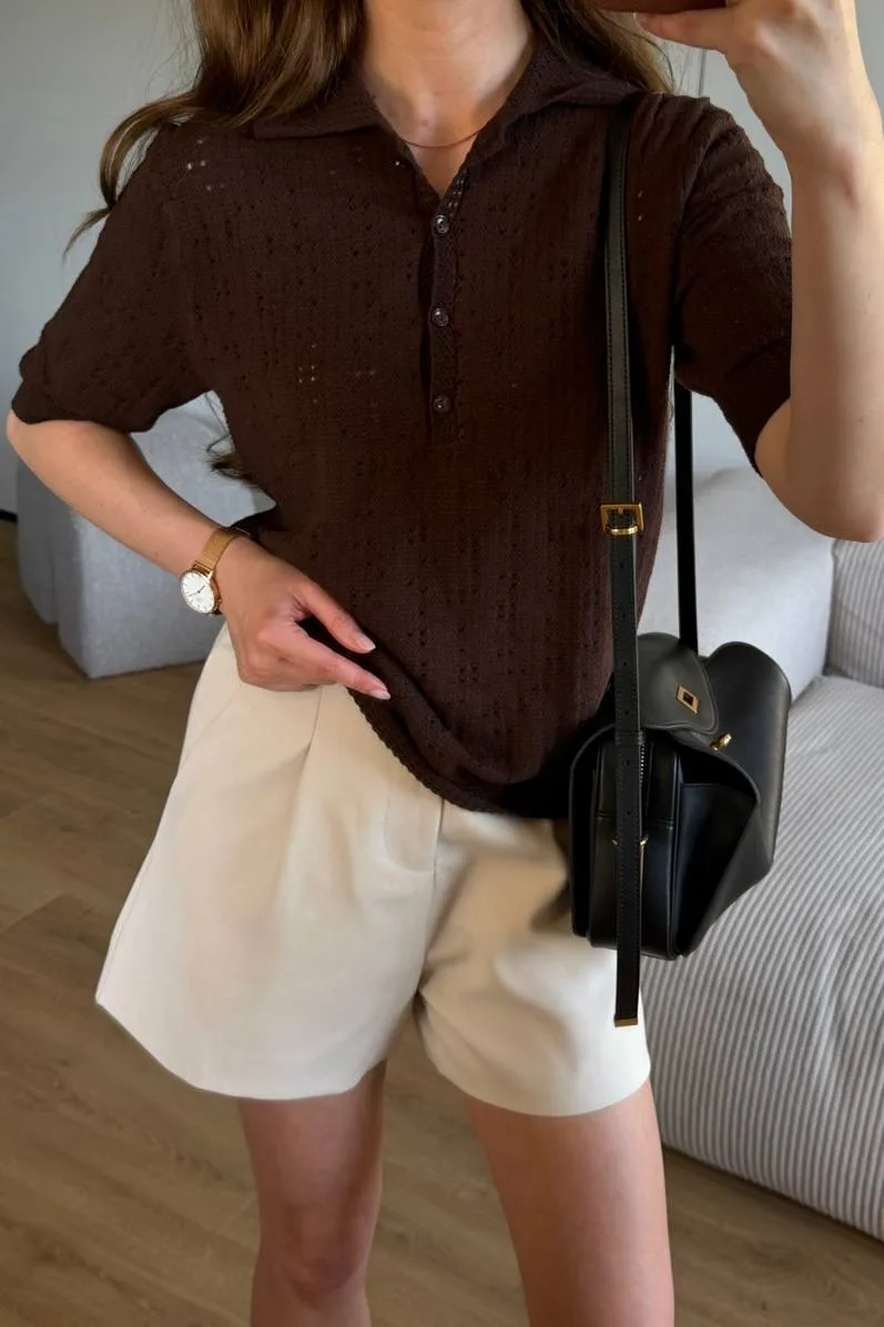 Ажурное хлопковое поло MD