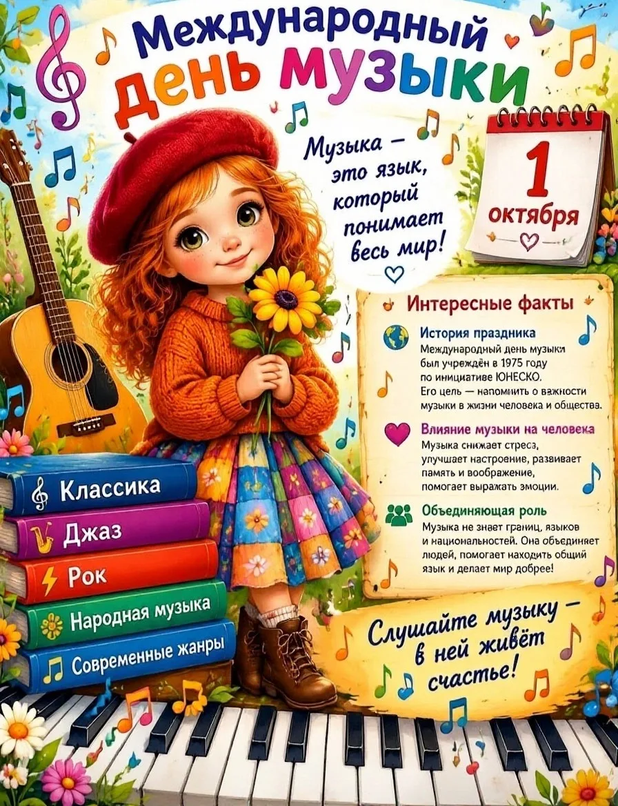 🎶 1 октября — Международный день музыки! 🎶