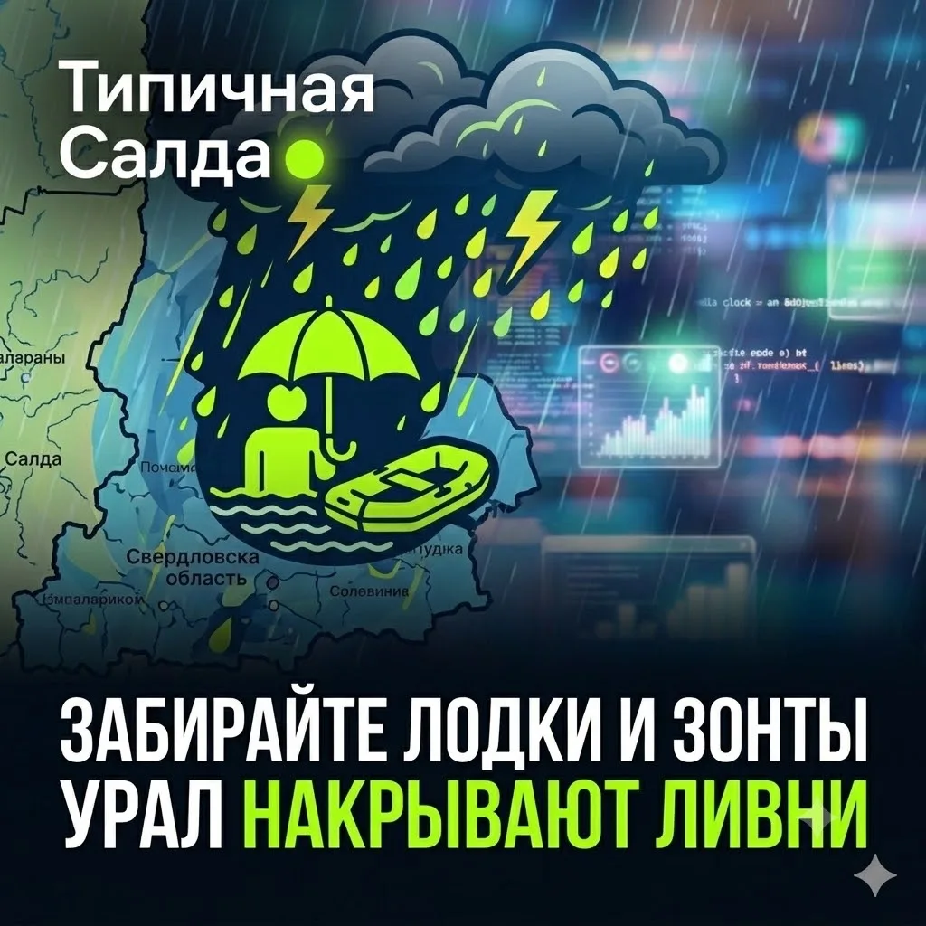 🌧 Готовьте лодки и зонты: Урал накрывают затяжные ливни на три дня!
