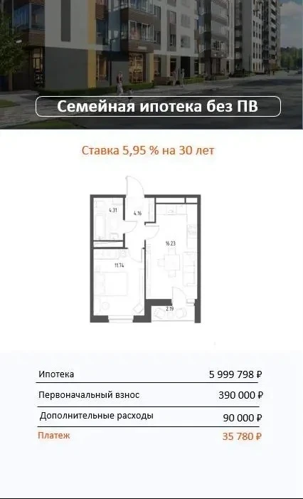 Уникальная возможность приобрести квартиру без первоначального взноса и  с минимальным ...
