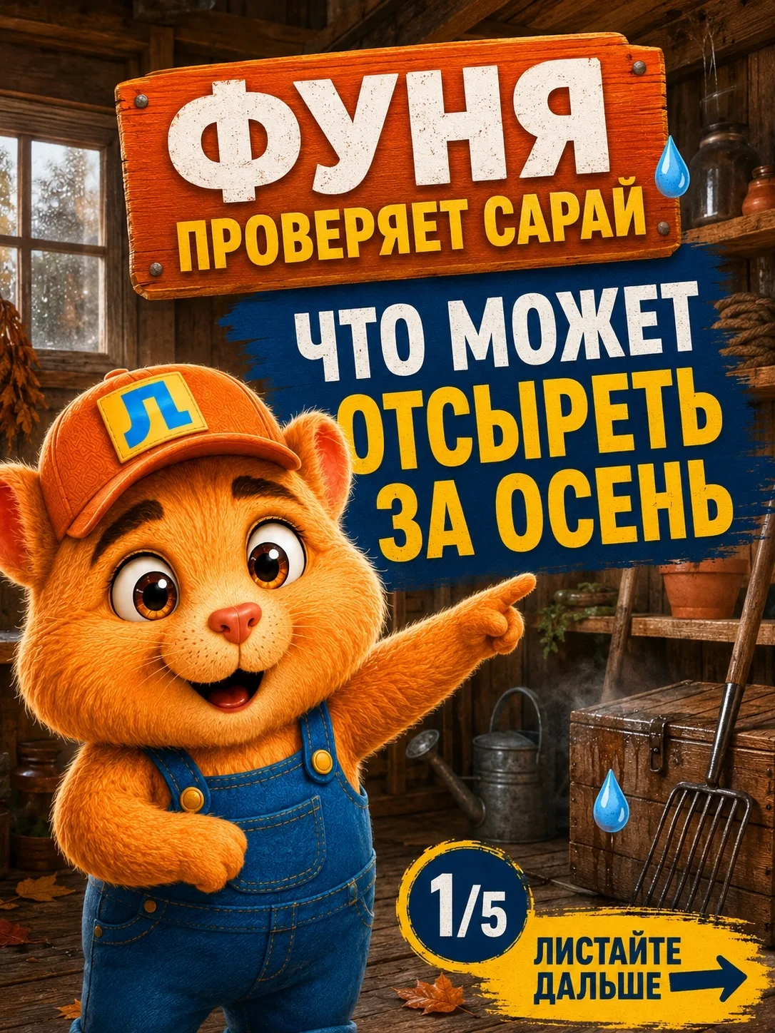 Осенью сырость подкрадывается незаметно 🍂💧 Сначала просто кажется, что в сарае стало ...