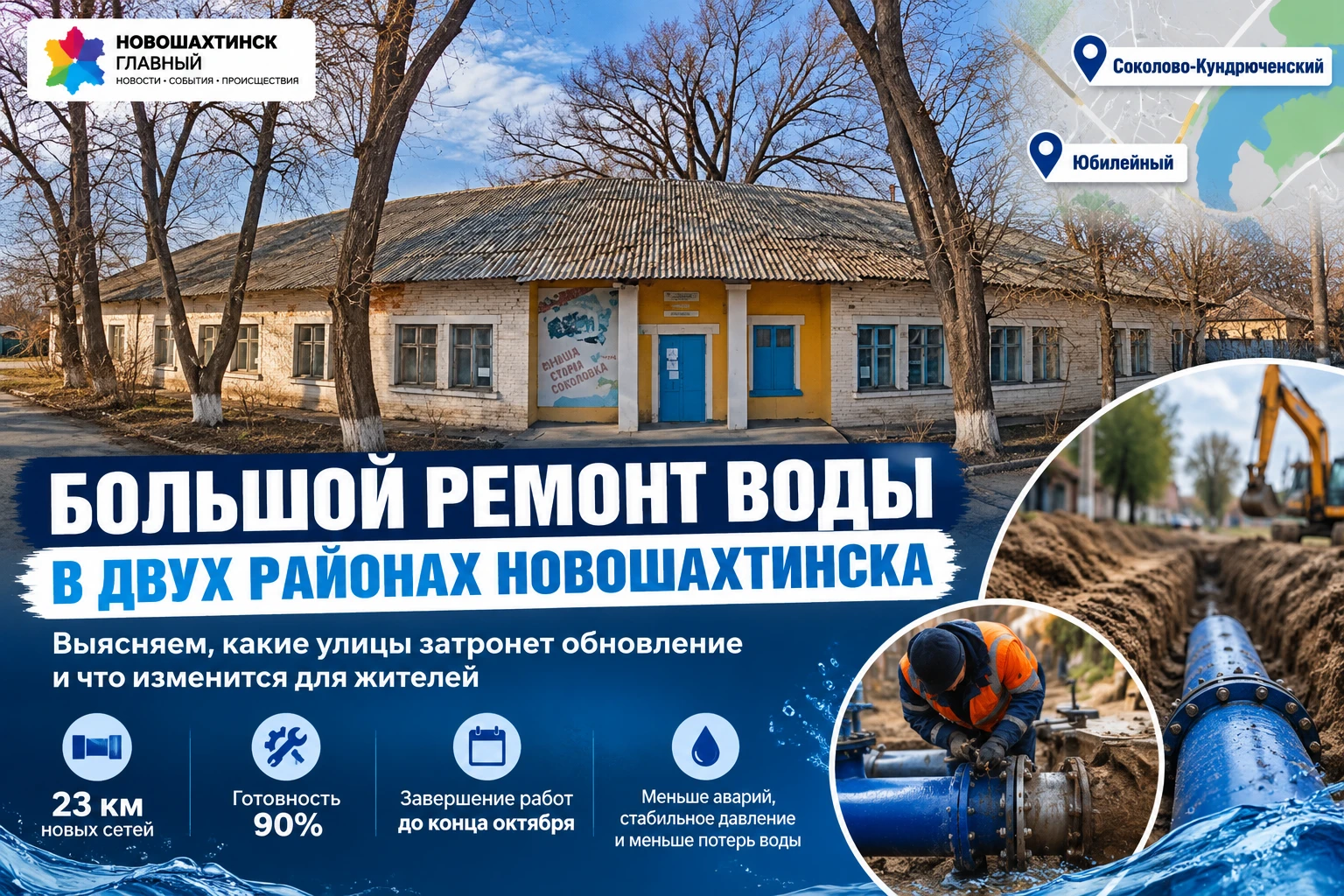 В Юбилейном и Соколово-Кундрюченском завершают большой ремонт водопровода