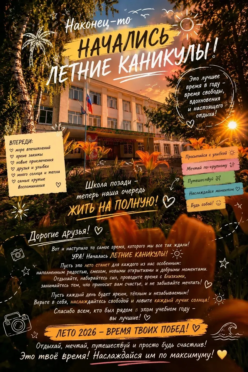 🌸 Вот и подошла к концу смена нашего любимого школьного лагеря... 🌸
Кажется, совсем недавно мы вст