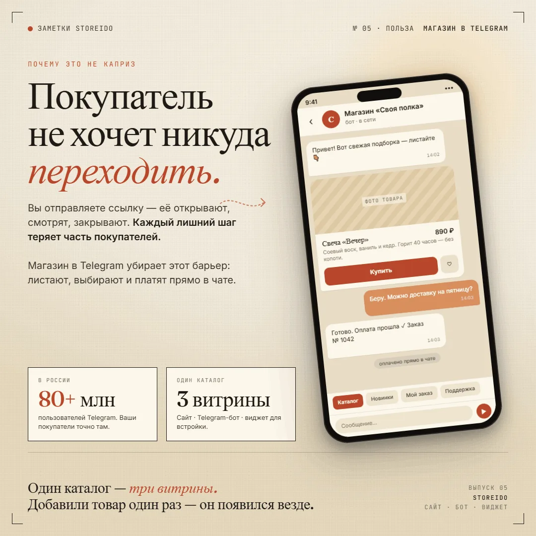 Люди не хотят никуда переходить. Каждый лишний шаг — потеря покупателей.