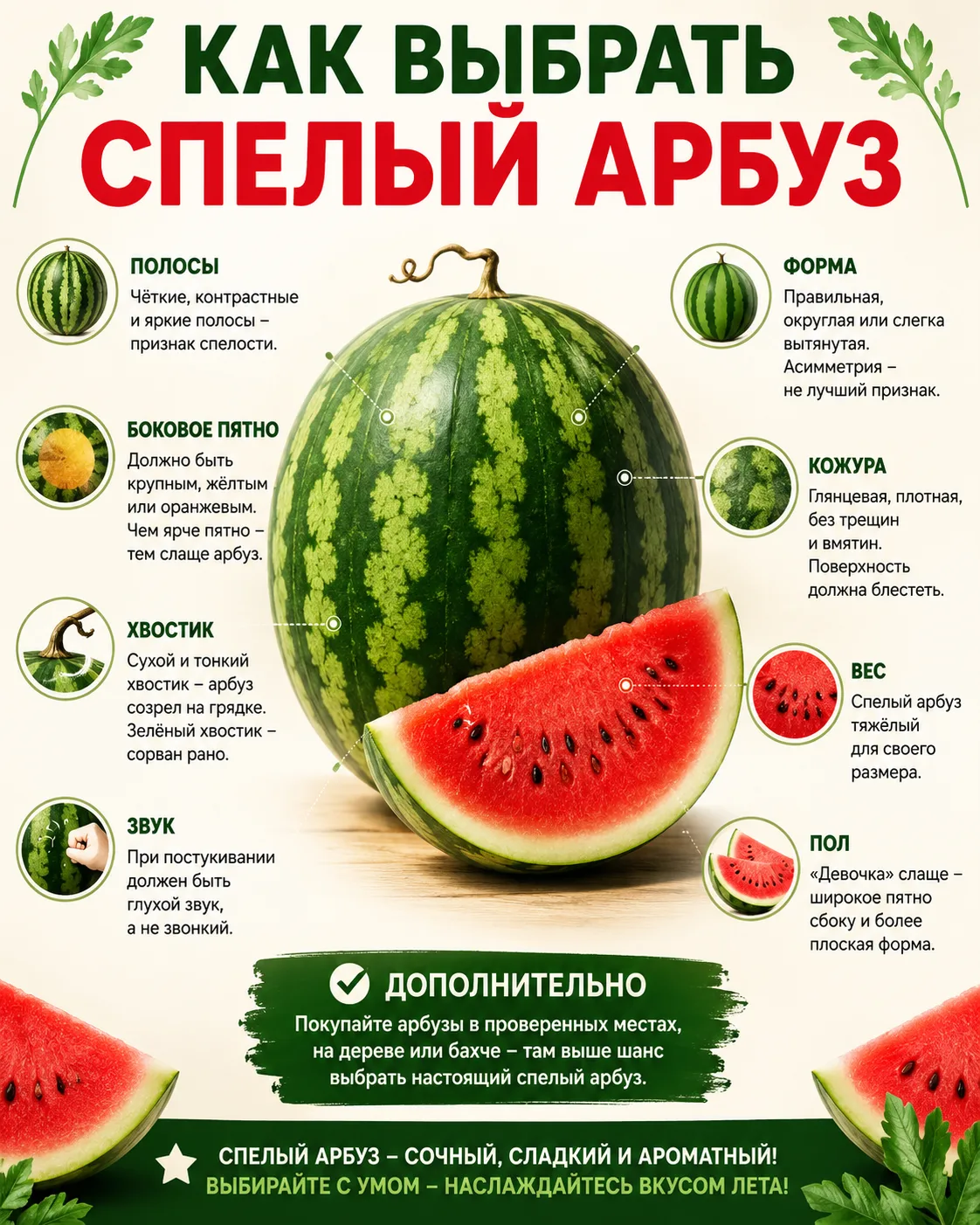 Как выбрать спелый арбуз